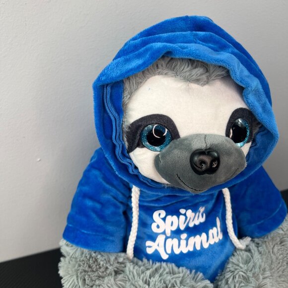 Toy Factory Plush Stuffed Animal Toy Sloth Gray with Blue Hoodie 22” Spirit Anim - Picture 4 of 15